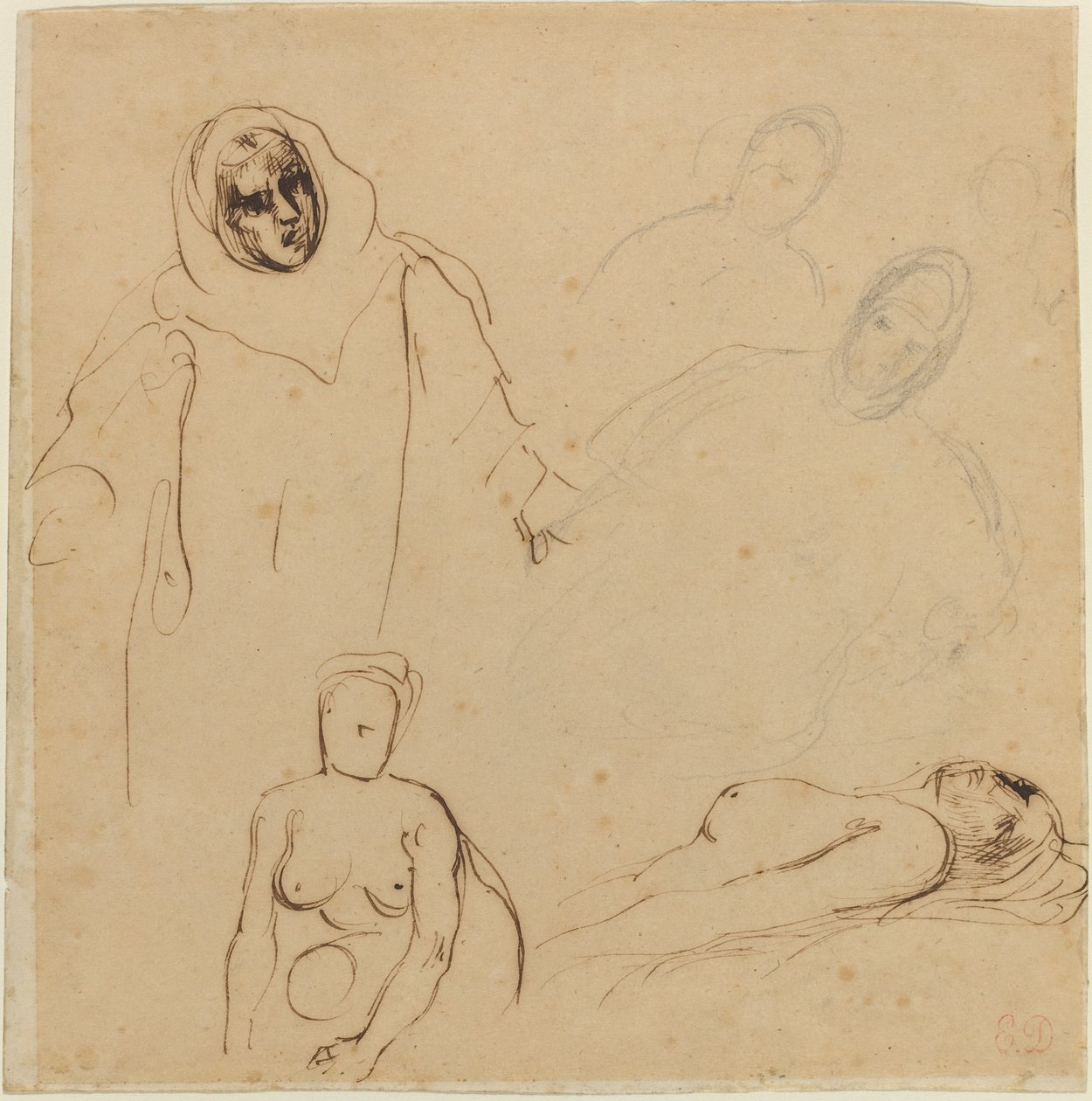 Estudos para Cristóvão Colombo. de Eugène Delacroix
