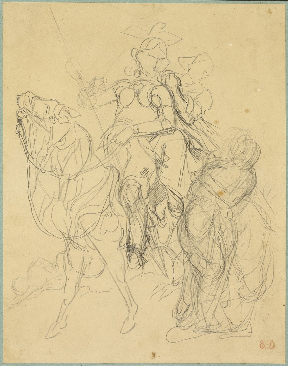 Estudo para Marphise e a Senhora de Pinabel de Eugène Delacroix