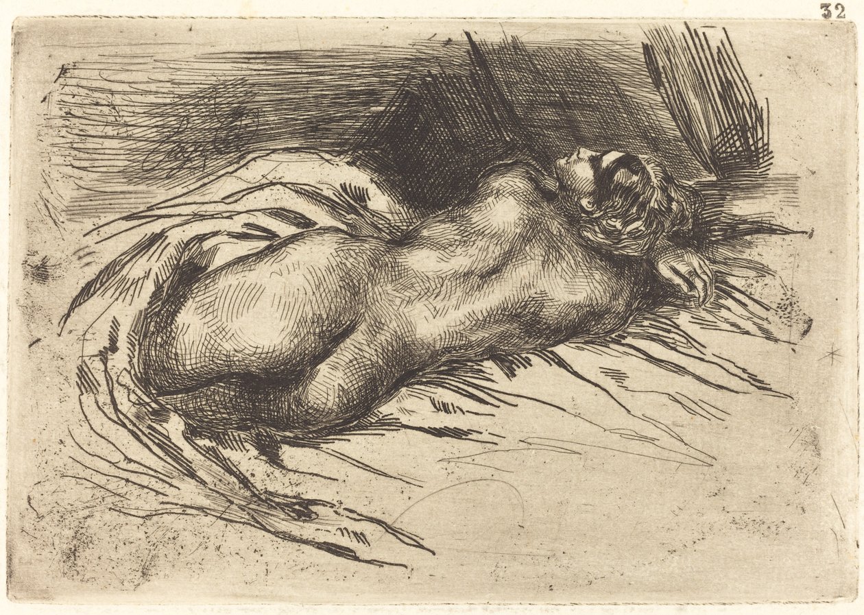 Estudo de uma mulher vista de costas de Eugène Delacroix