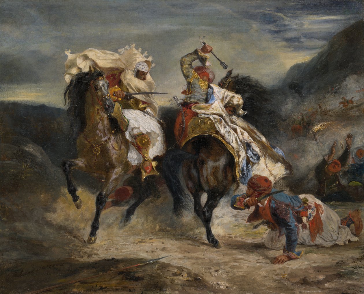 O Combate do Giaour e Hassan, 1826. de Eugène Delacroix