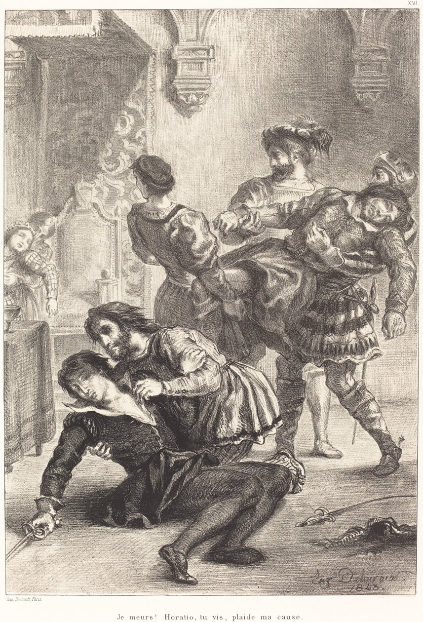 A Morte de Hamlet (Ato V, Cena II) de Eugène Delacroix