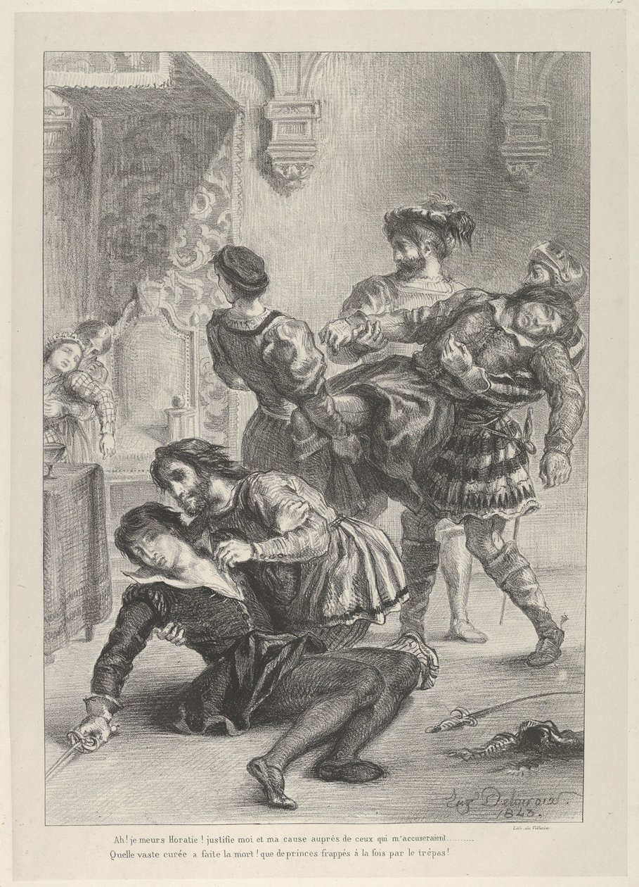 A Morte de Hamlet, 1843., 1843. de Eugène Delacroix