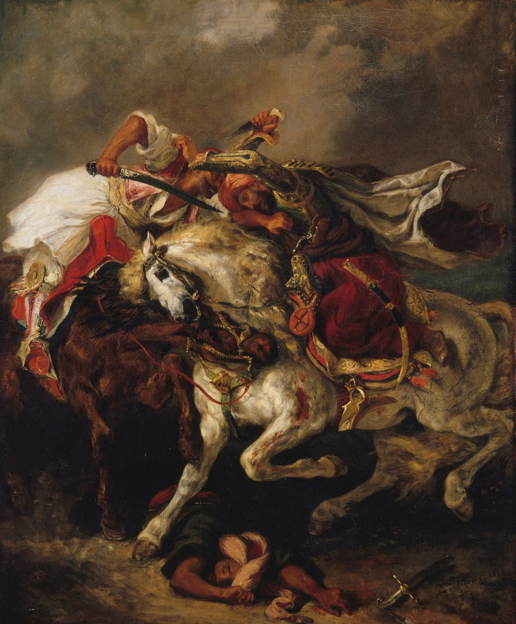 A luta entre o Giaur e o Pasha, 1835. de Eugène Delacroix