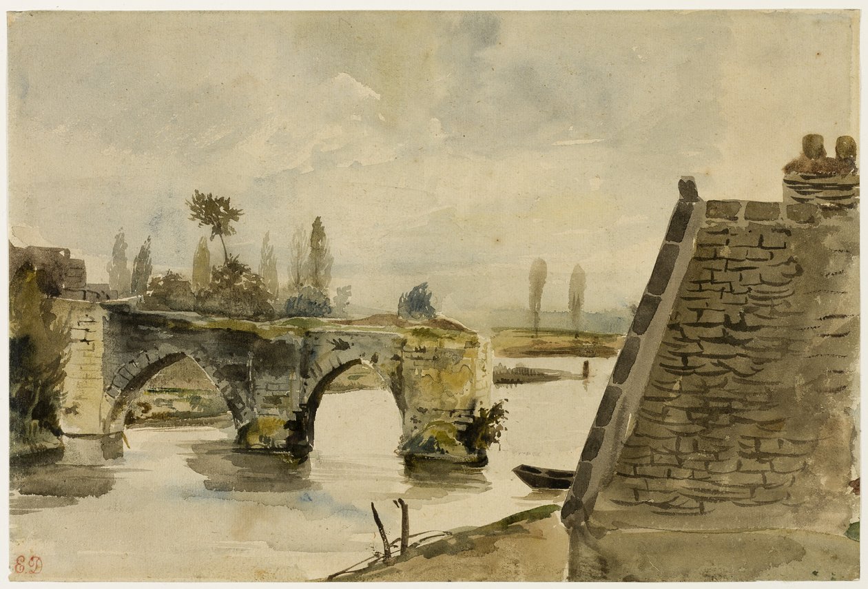 A ponte velha em Nantes de Eugène Delacroix