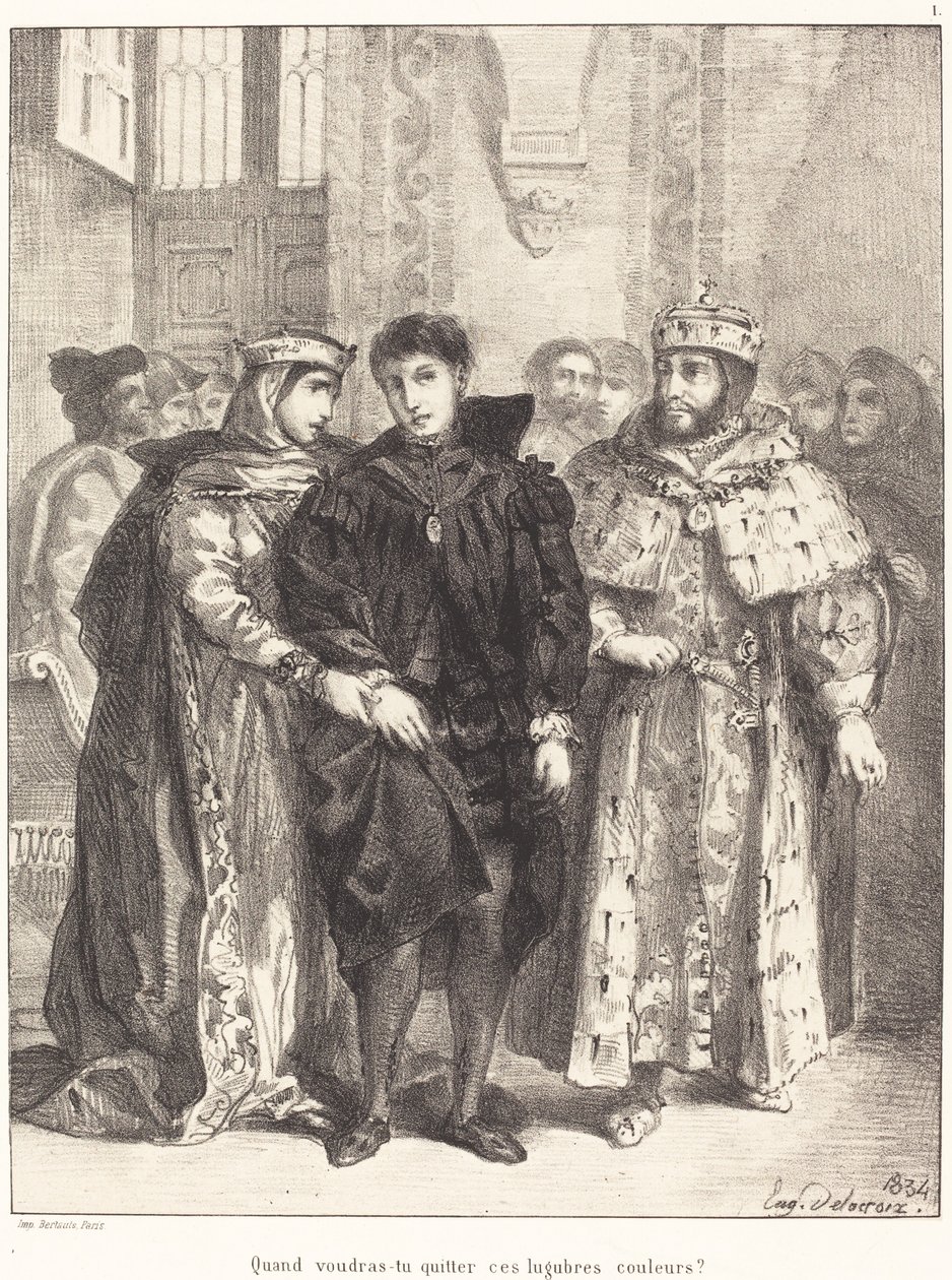 The Queen Tries to Console Hamlet (Act I, Scene II) de Eugène Delacroix