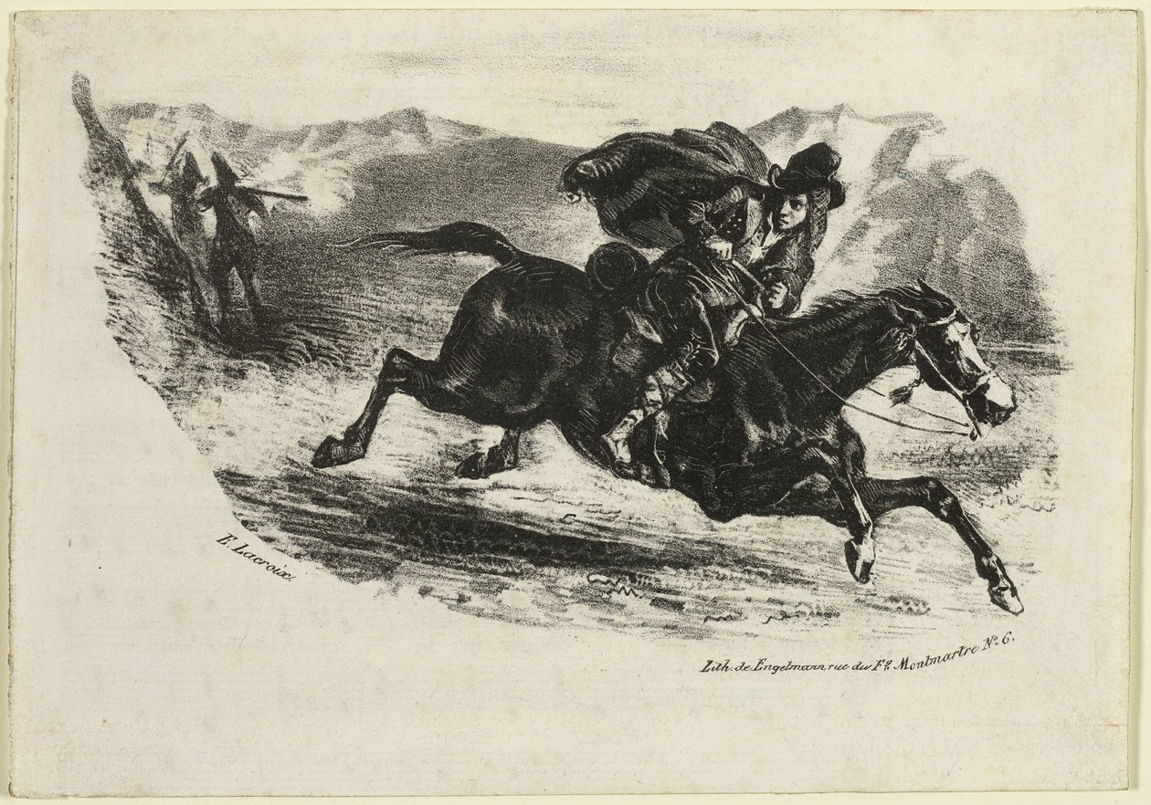 O voo do contrabandista de Eugène Delacroix