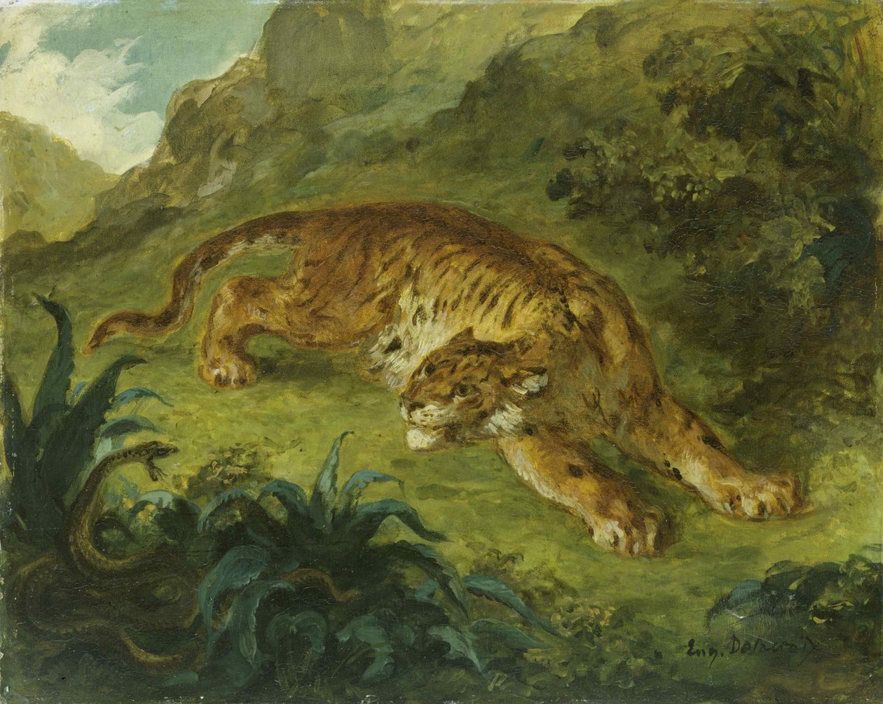 Tigre e Cobra, 1854-1858. de Eugène Delacroix