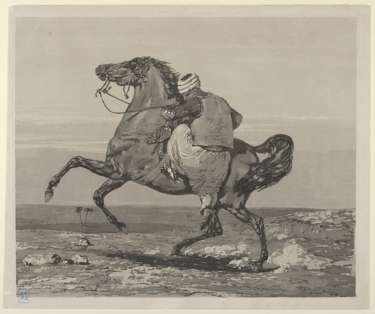 Turco montando seu cavalo, 1824., 1824. de Eugène Delacroix