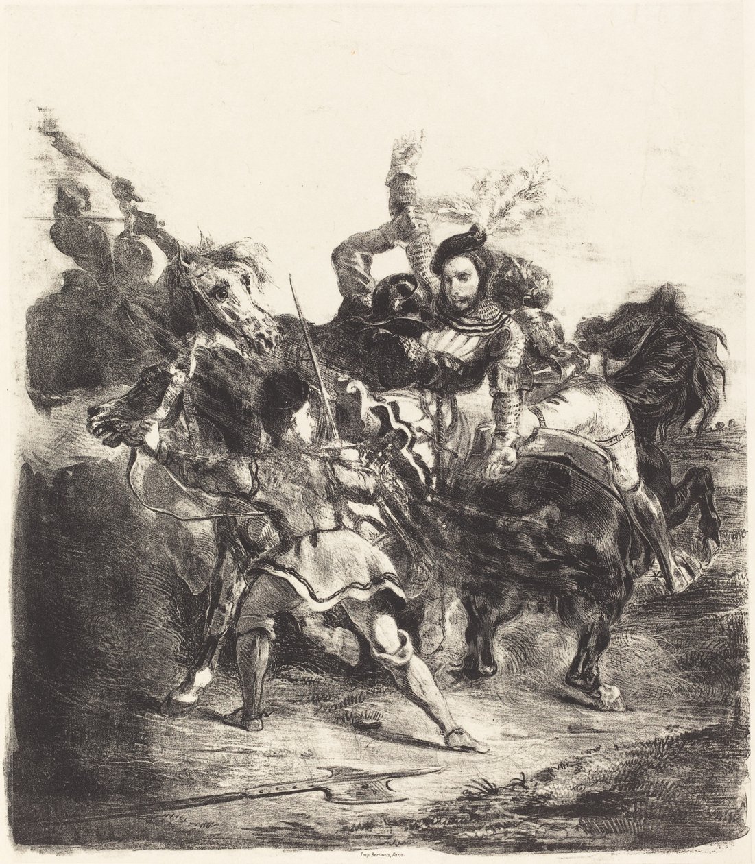 Weislingen atacado pelas forças de Goetz (Weislingen atacado pelo povo de Goetz) de Eugène Delacroix