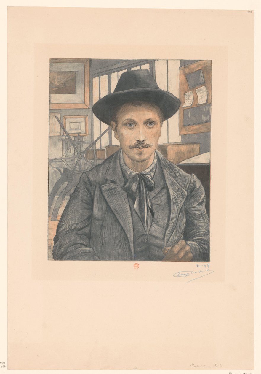 Auto-retrato de Eugène Delâtre de Eugène Delâtre (signed by artist)