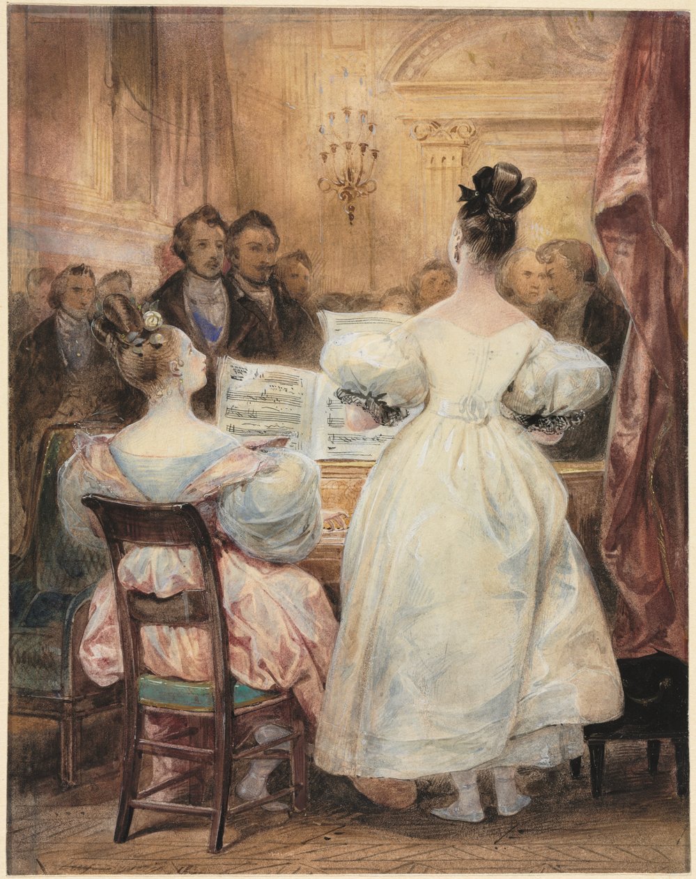 Um Concerto: Laura Devéria Cantando, 1831. de Eugène François Marie Joseph Devéria
