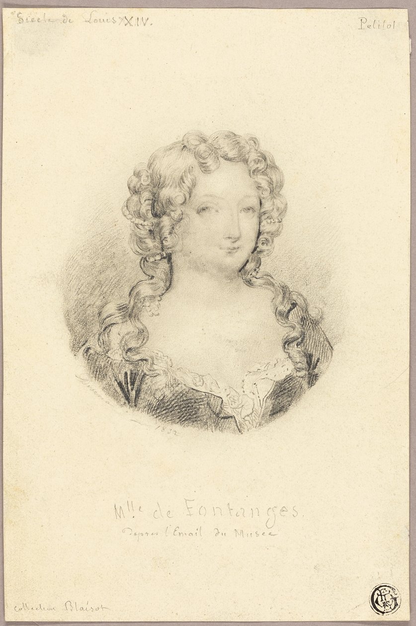 Retrato medalhão de Miss de Fontanges de Eugène François Marie Joseph Devéria