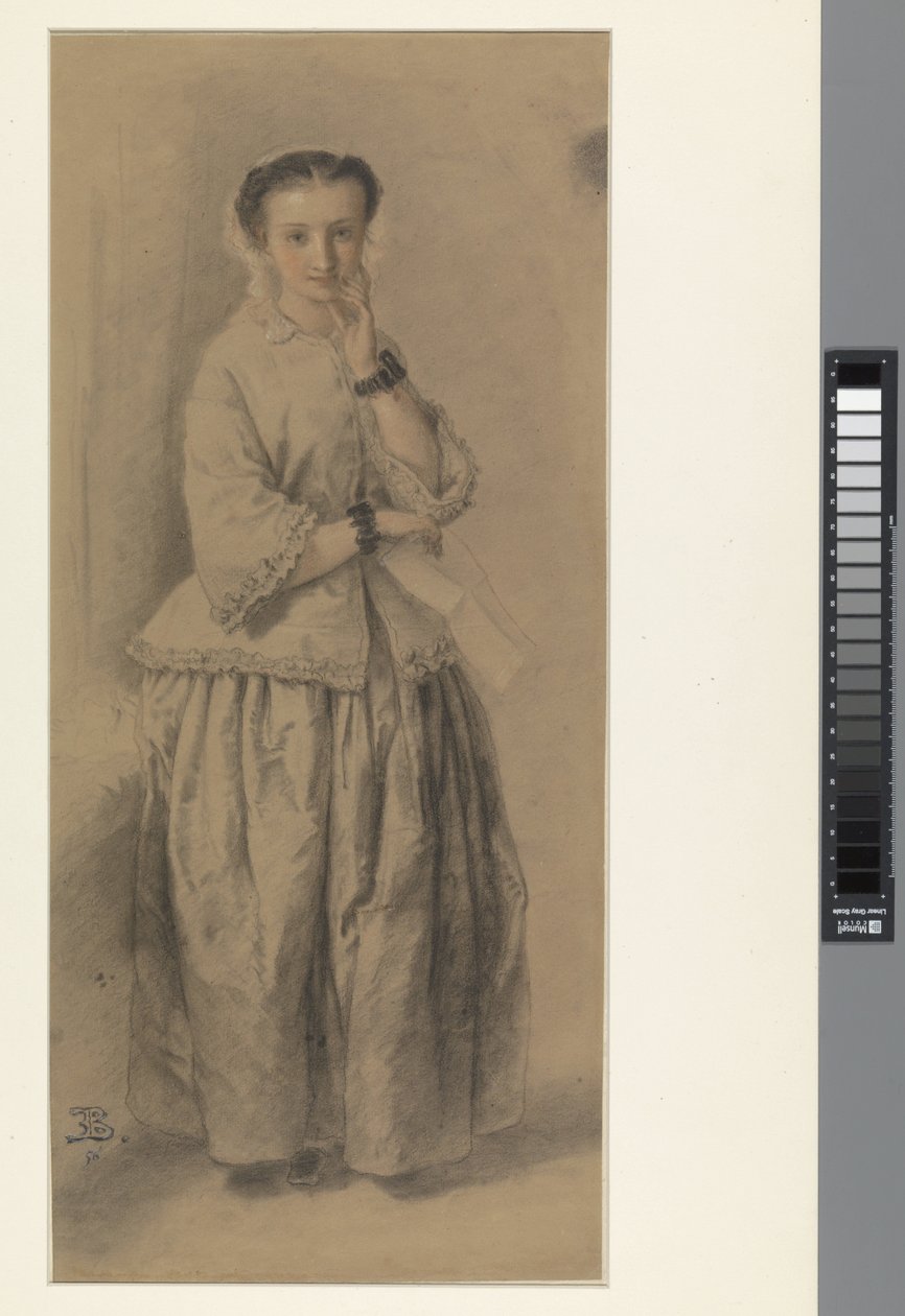 Retrato de Jeanne Dielman, em pé, de corpo inteiro de Eugène François de Block