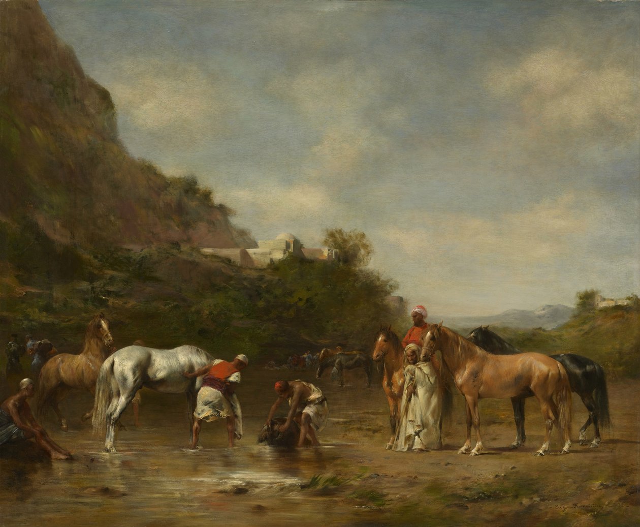 Árabes regando seus cavalos, 1872 de Eugène Fromentin