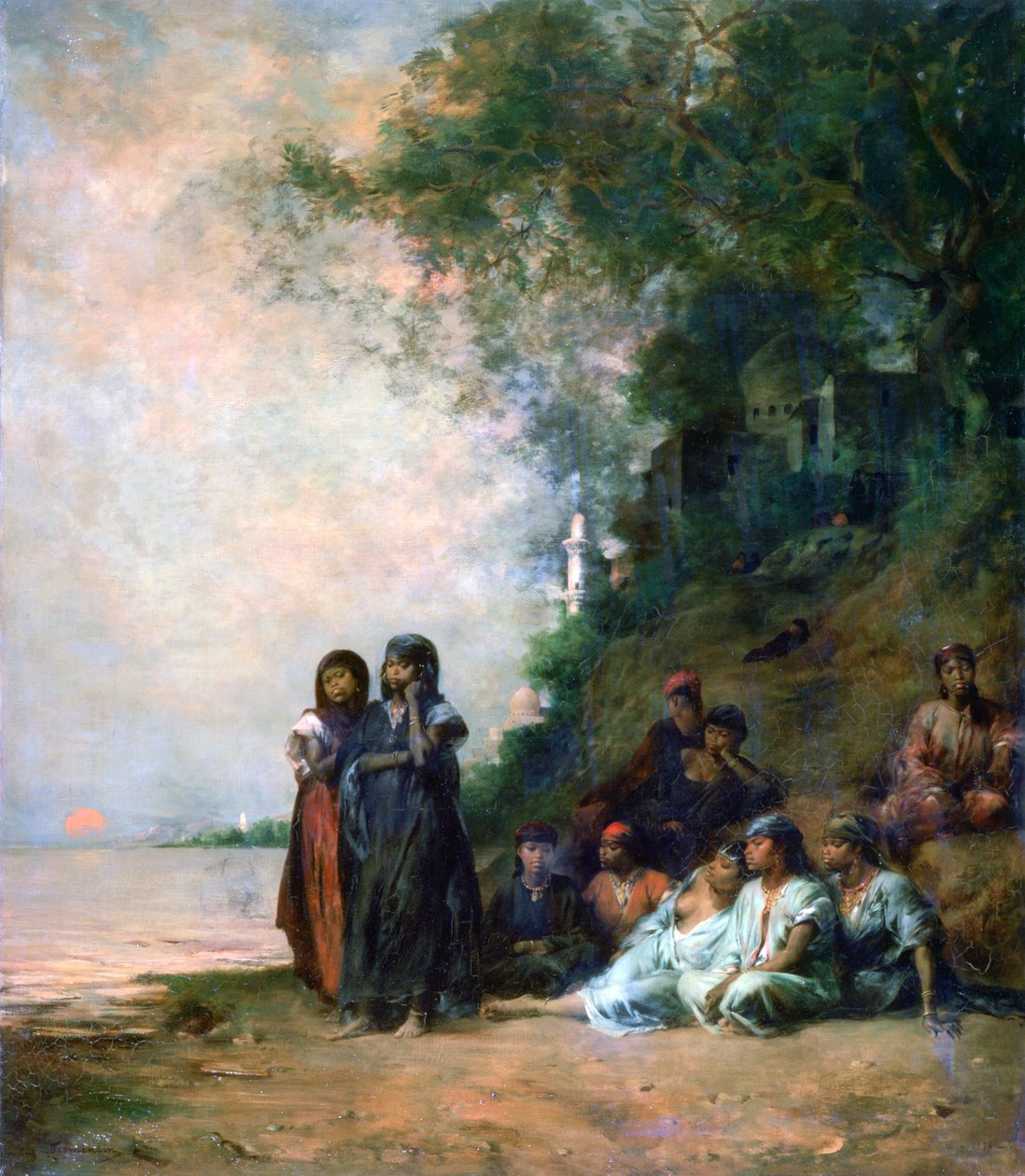 Mulheres egípcias à beira da água, século XIX de Eugène Fromentin