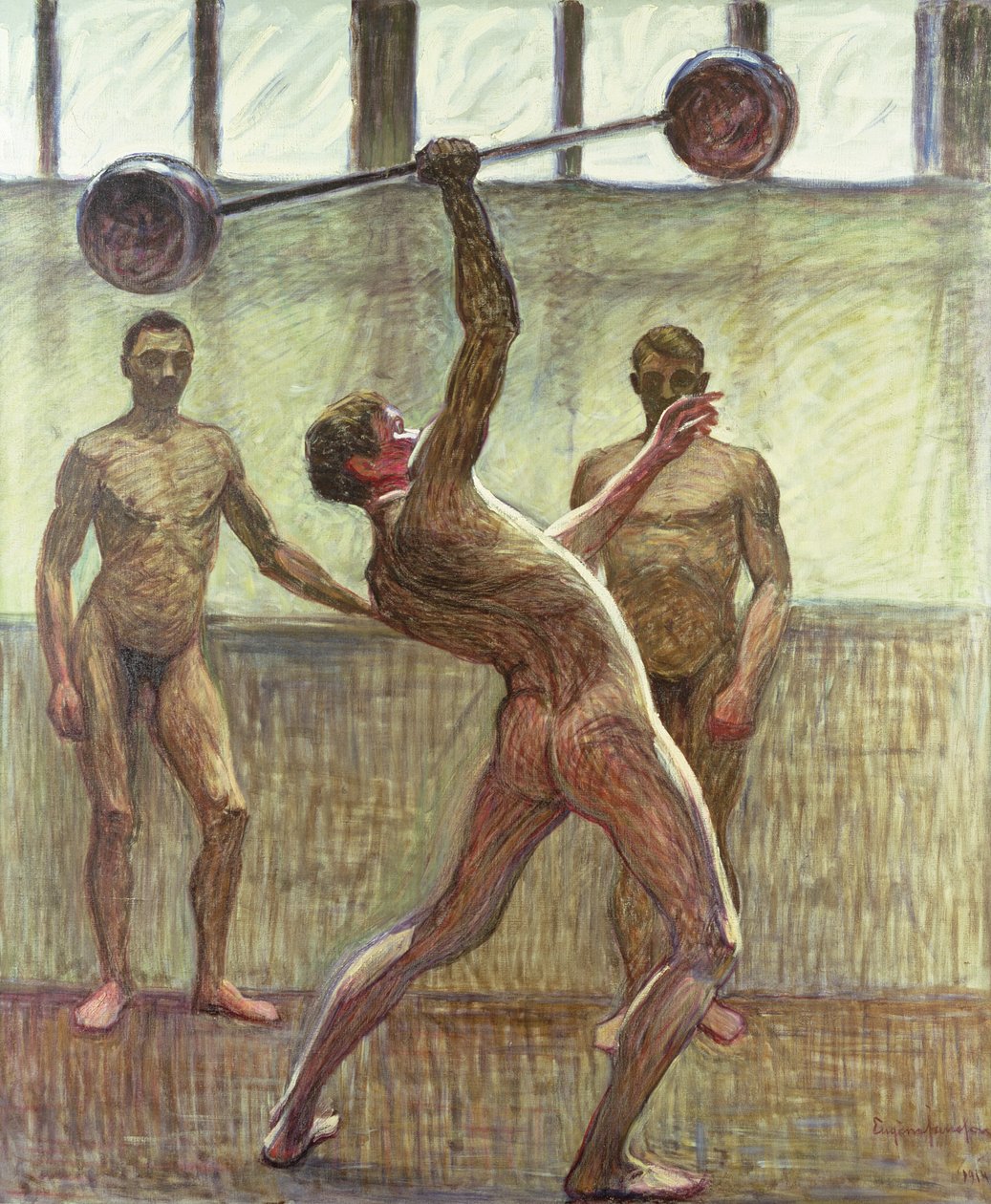 Levantando pesos com um braço número 2, 1914 de Eugène Jansson