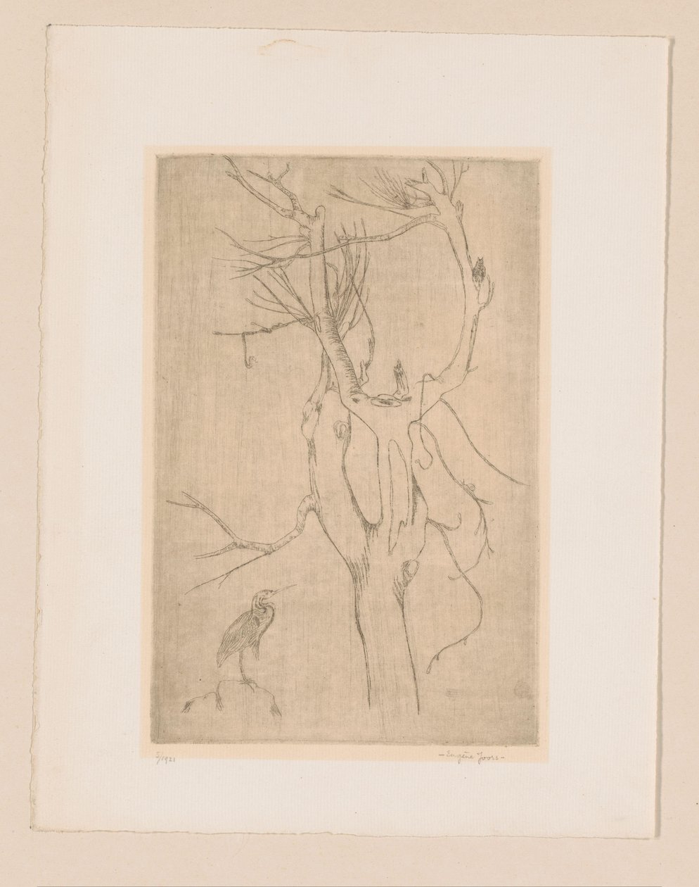 Árvore e garça de Eugène Joors (signed by artist)