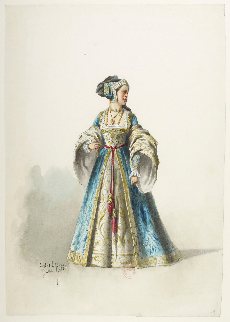 Btv1b84558104 18 - Saint-Saëns - Henrique VIII - Maquetas de trajes - Lacoste - Traje 18 de Eugene Lacoste