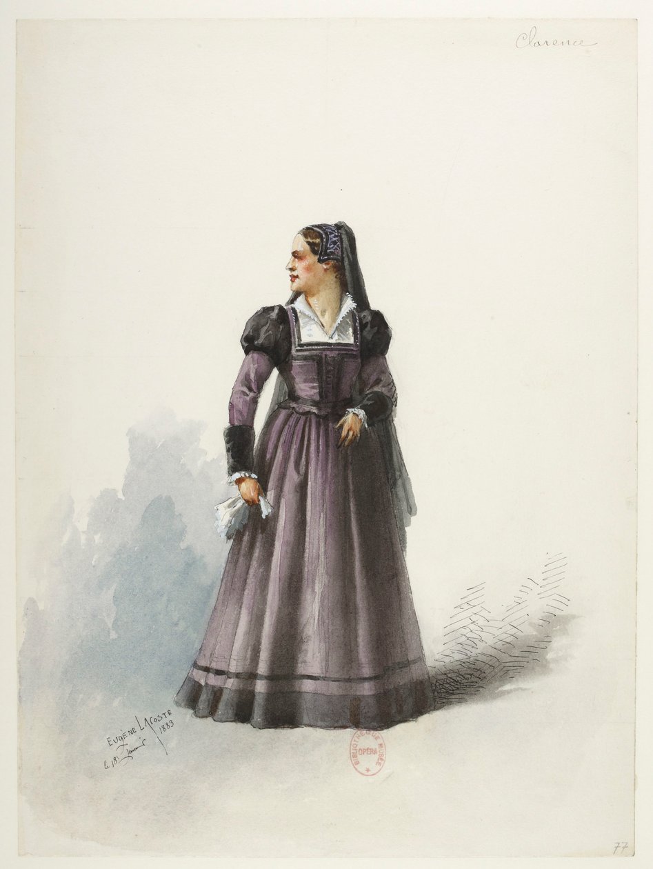 Btv1b84558104 81 - Saint-Saëns - Henrique VIII - Maquetas de trajes - Lacoste - 77. A Senhora Clarence de Eugene Lacoste