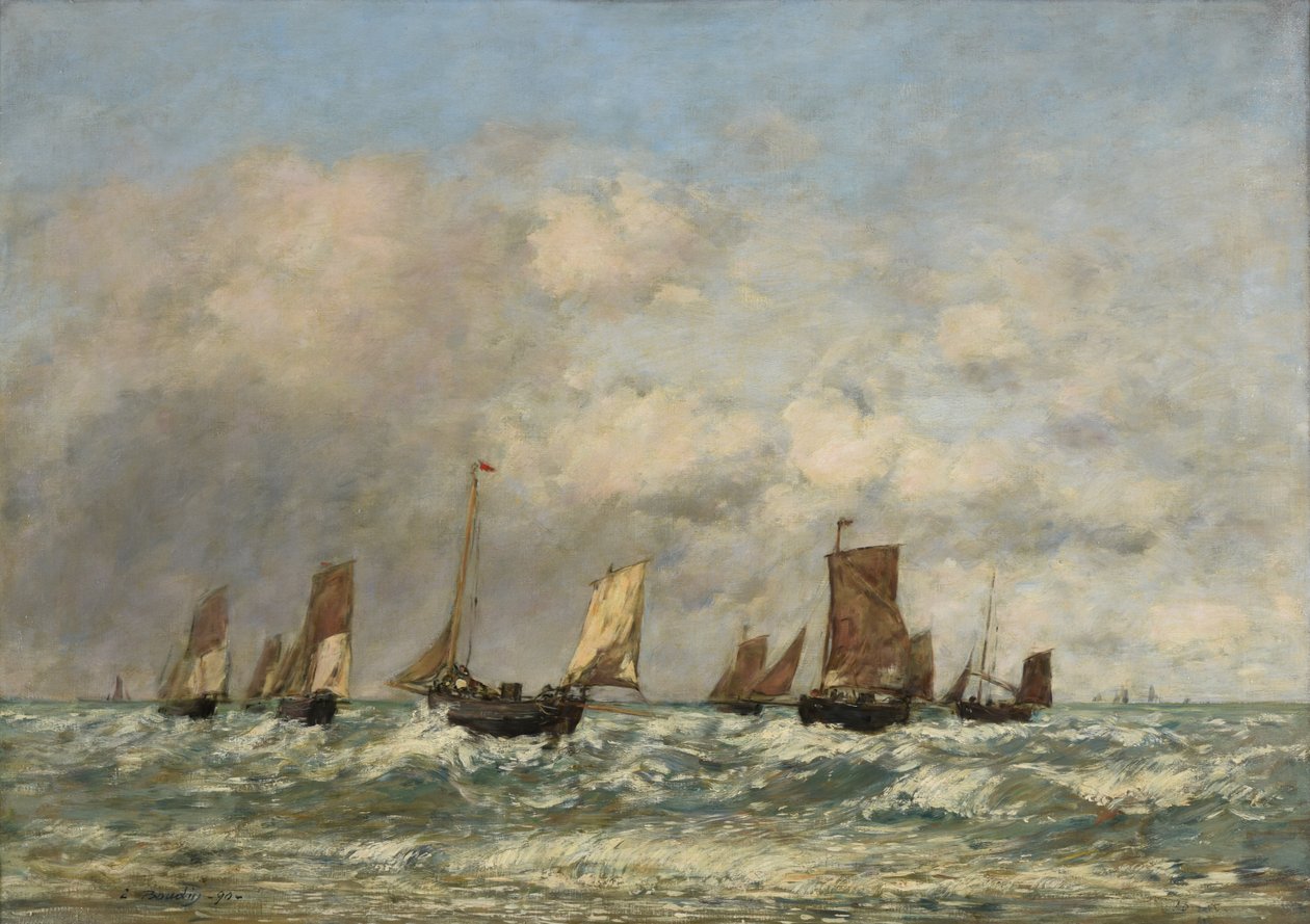 Berck: a partida dos barcos de Eugene Louis Boudin