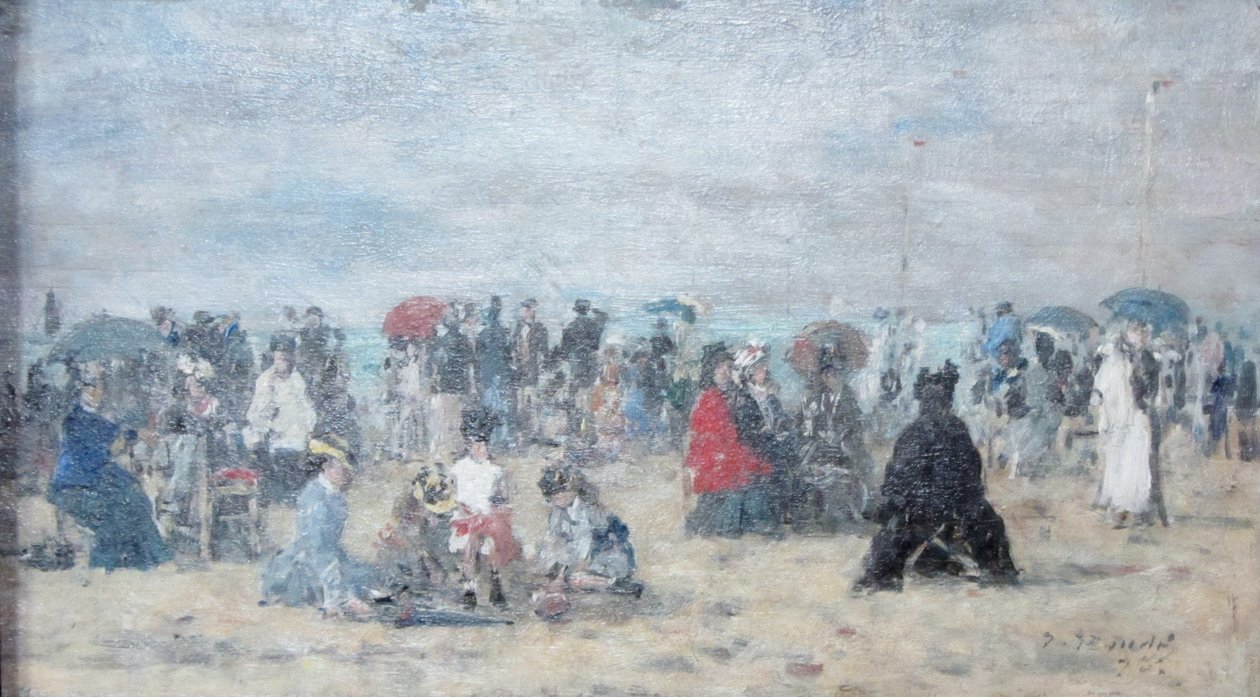 Na praia de Trouville de Eugene Louis Boudin