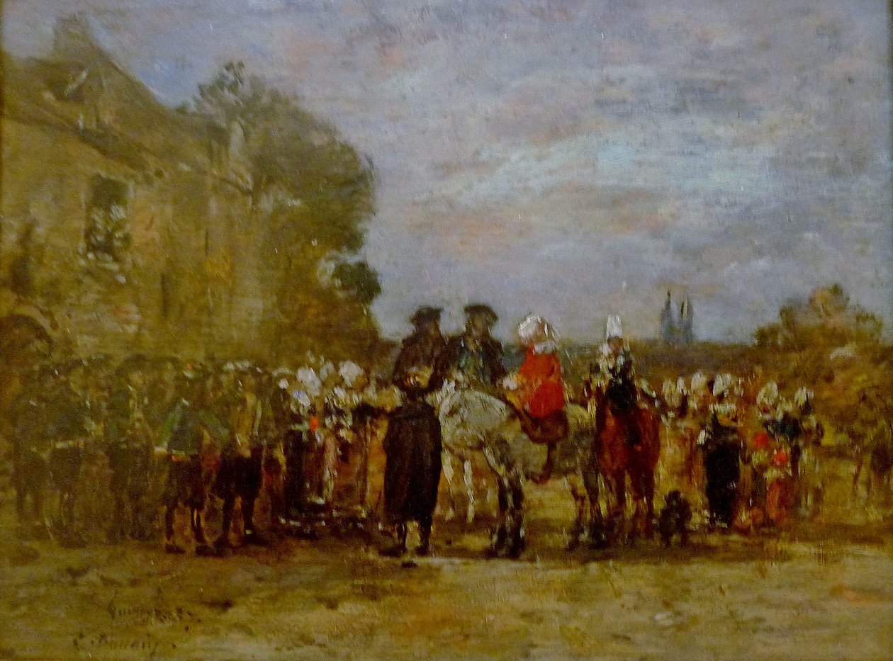 Francês:  Noce à Quimper Casamento em Quimper de Eugene Louis Boudin