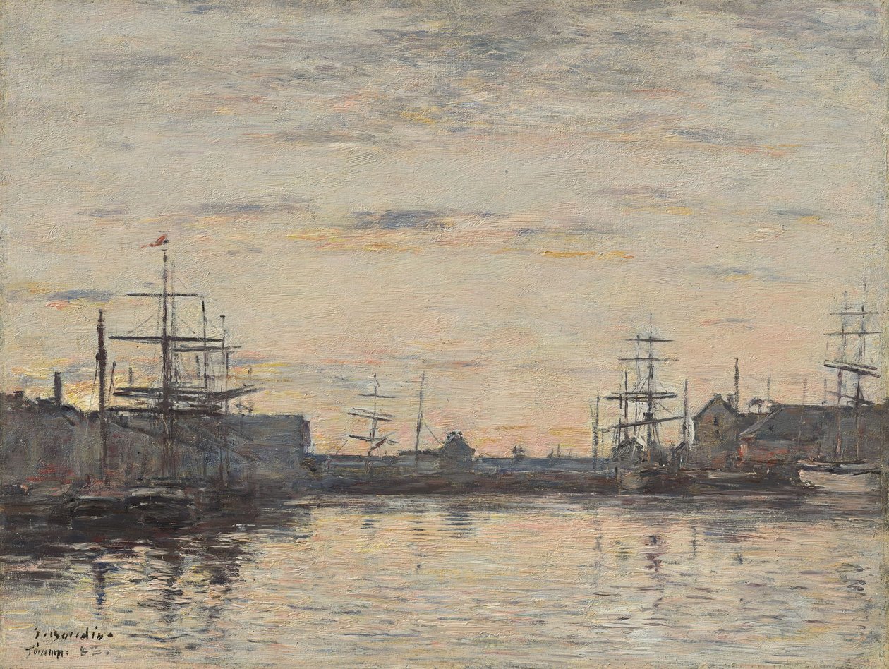 Alemão: Fécamp. A bacia portuária de Fécamp: The Inner Harbor de Eugene Louis Boudin