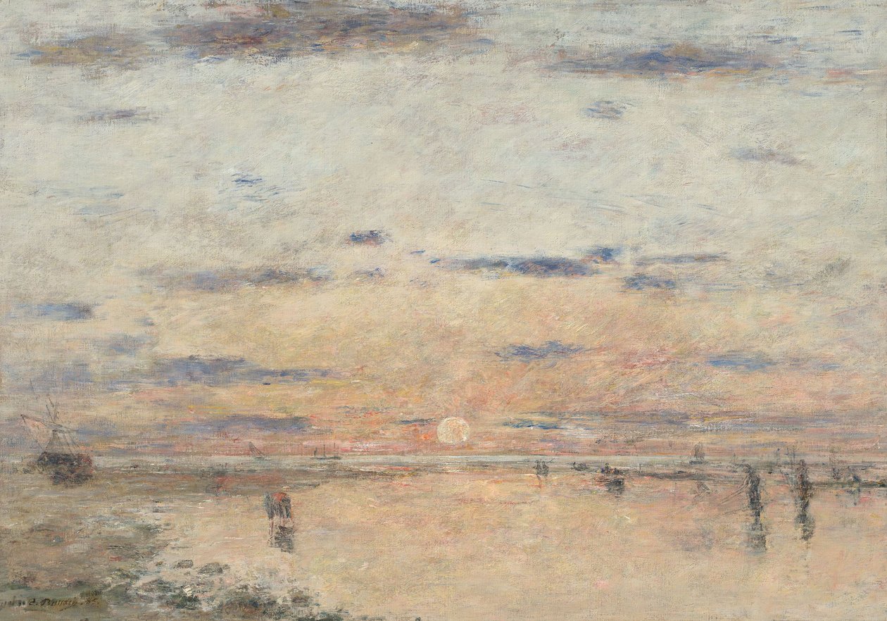Alemão: Le Havre. Pôr do sol no mar Le Havre: Pôr do sol no mar de Eugene Louis Boudin