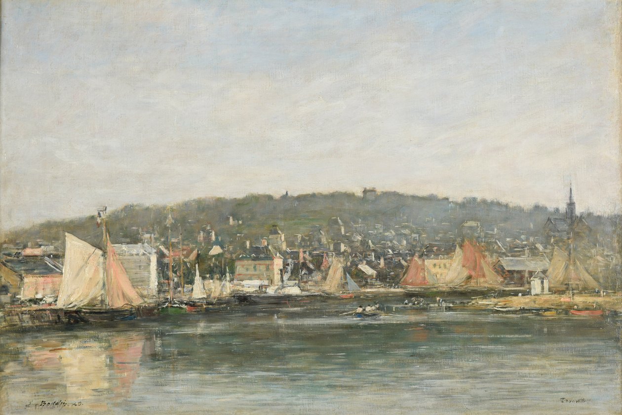 O porto de Trouville de manhã de Eugene Louis Boudin