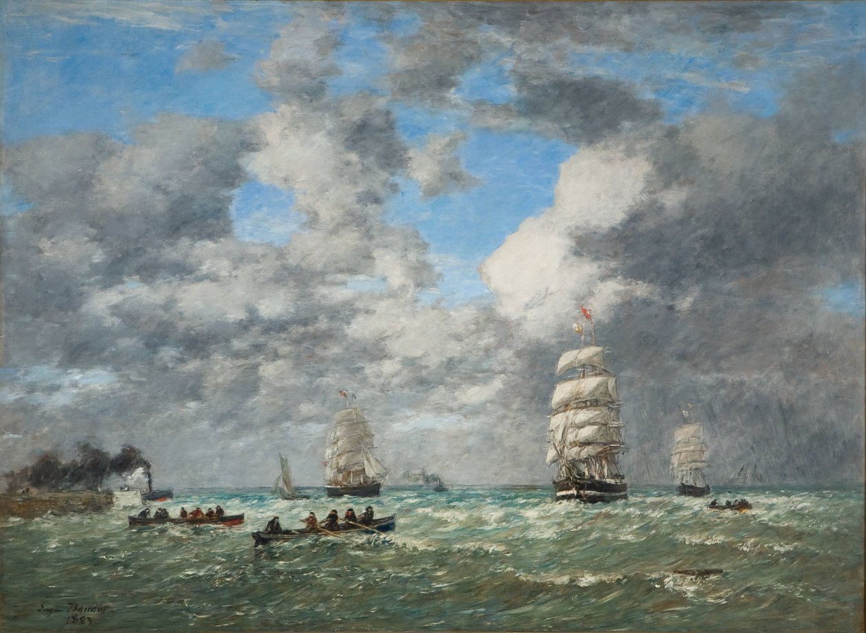 Partida do porto de Le Havre / Navegação (Le Havre, sortie du port) de Eugene Louis Boudin