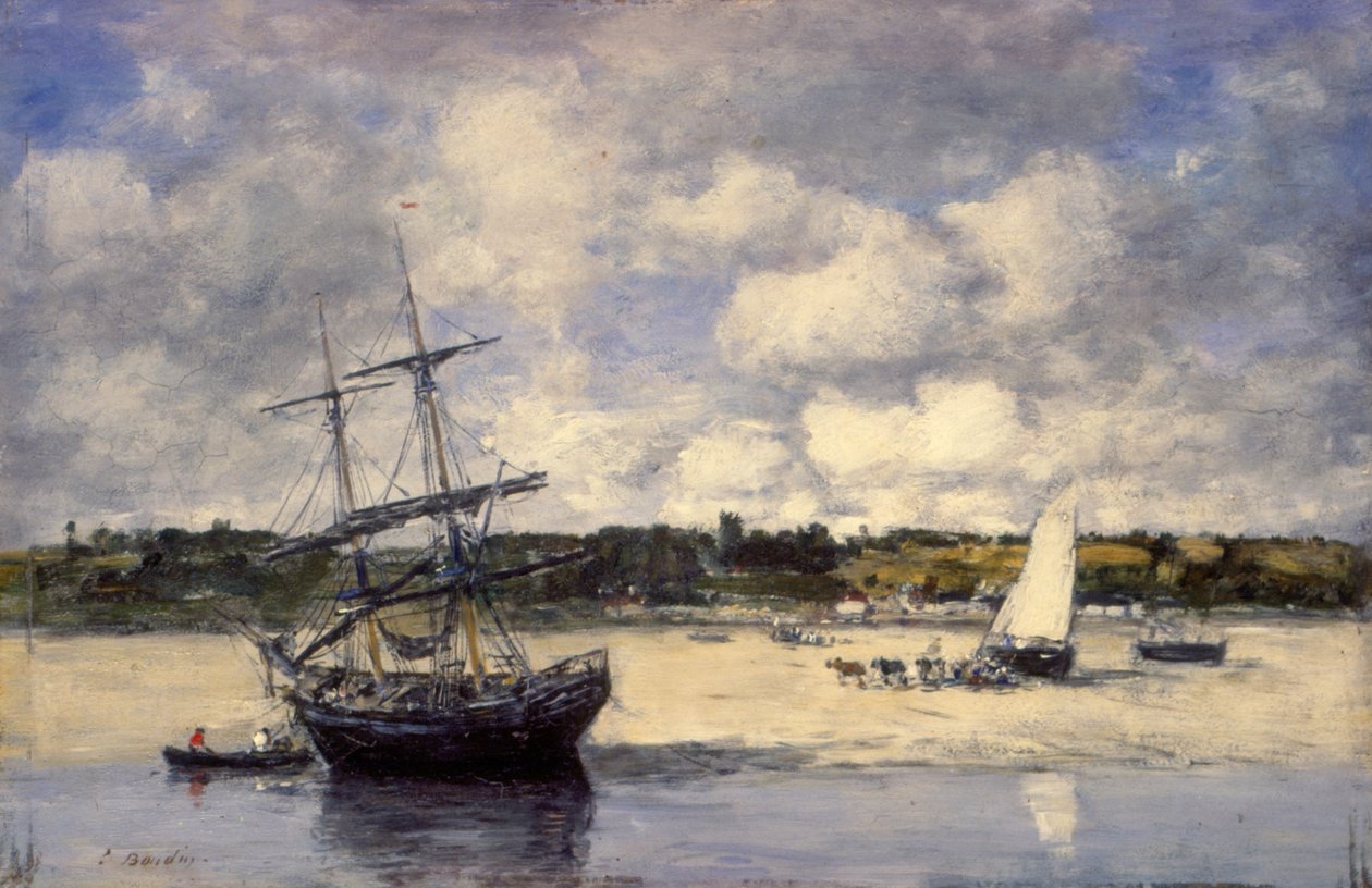 Portrieux - A costa na maré baixa de Eugene Louis Boudin