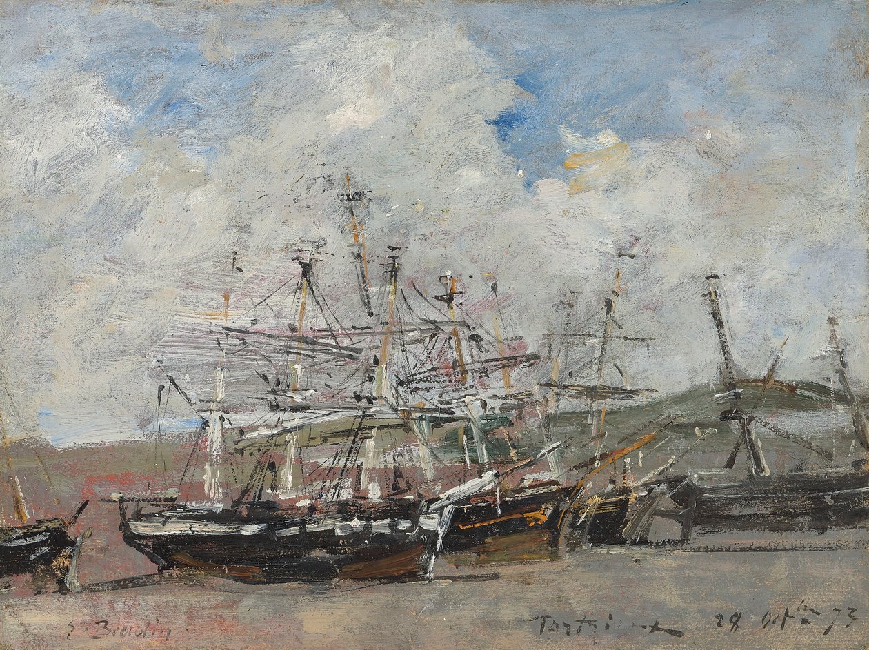 Portrieux. O porto na maré baixa de Eugene Louis Boudin