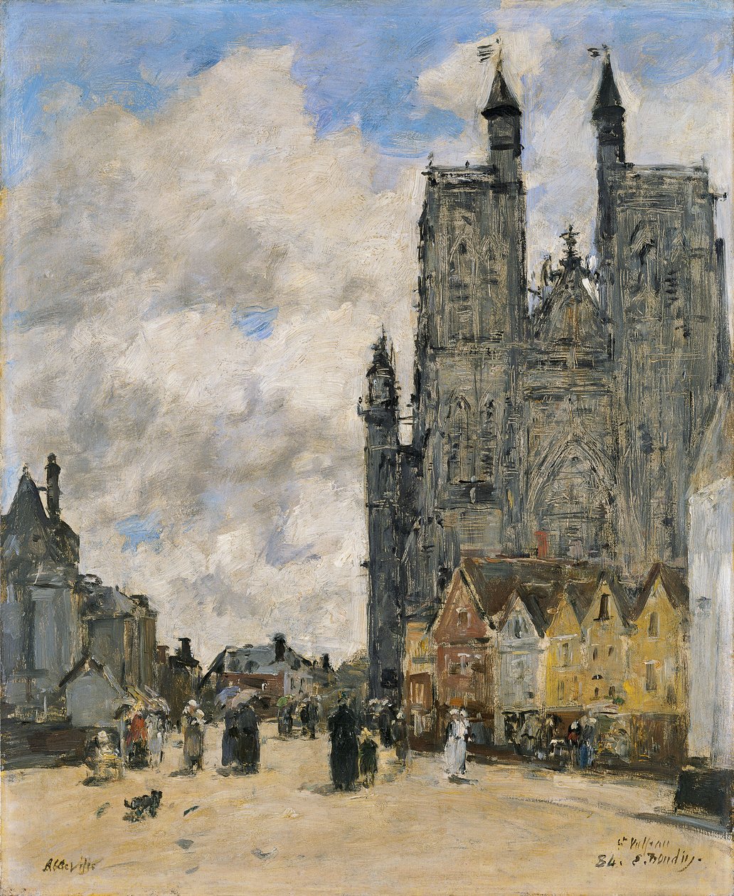 A Praça da Igreja de São Vulfran em Abbeville de Eugene Louis Boudin