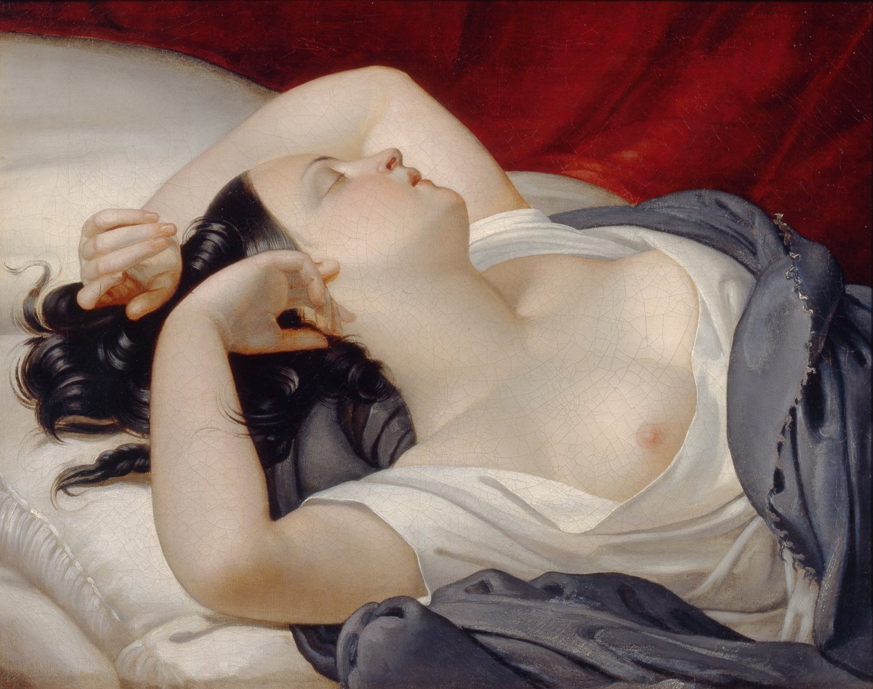 Mulher italiana adormecida, década de 1840 de Eugéne Pluchart