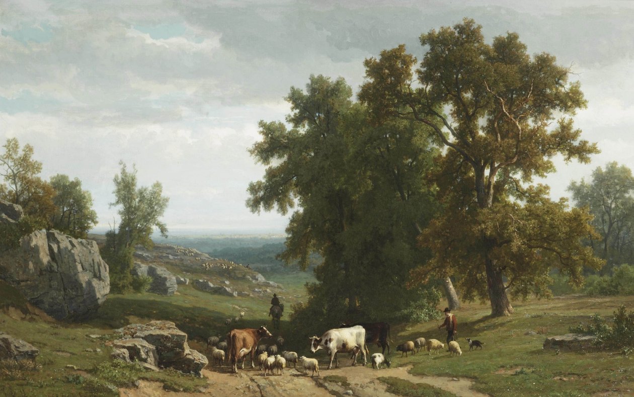 Gado e figuras numa paisagem de verão de Eugène Verboeckhoven