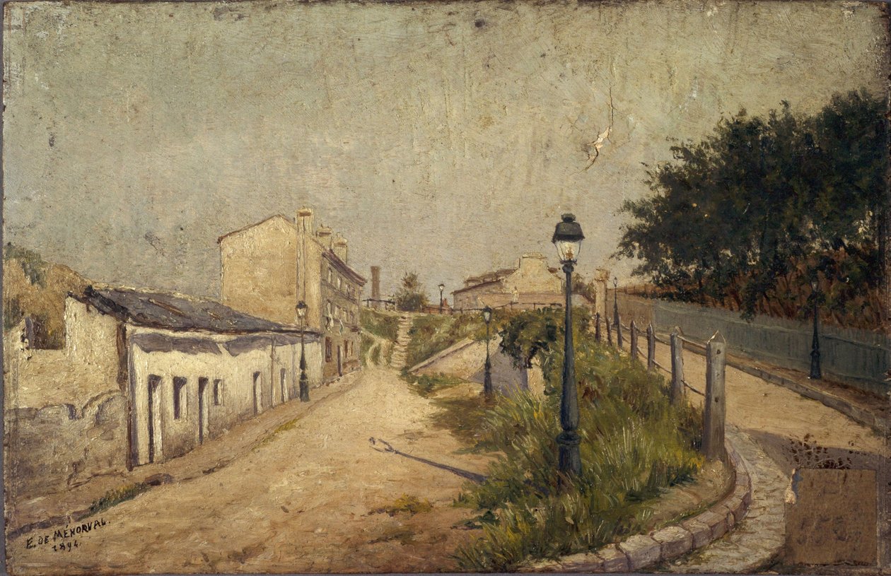 Rue du Pot-au-Lait em 1894, em 1894 (óleo sobre madeira) de Eugène de Ménorval