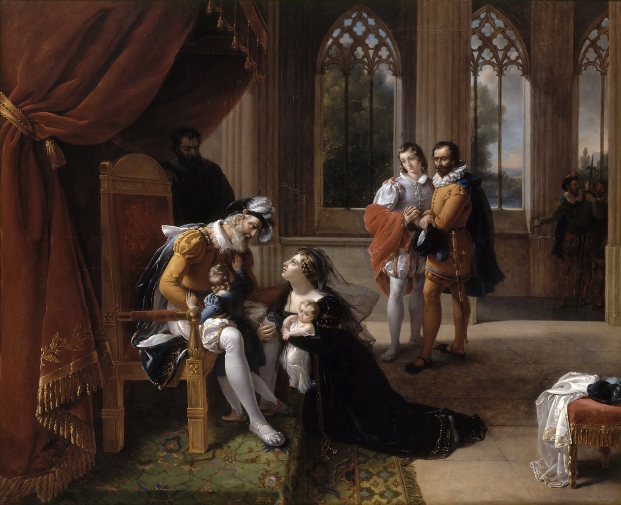 Inês de Castro com os filhos aos pés de Afonso IV, rei de Portugal, 1335 de Eugénie Servières