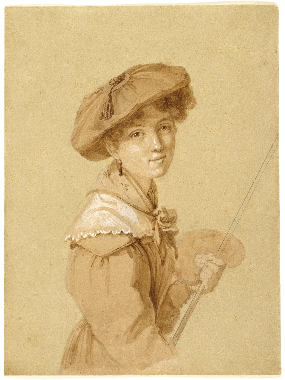 Auto-retrato, 1820-29 (lápis, sépia e guache sobre papel) de Eugénie Tripier Lefranc