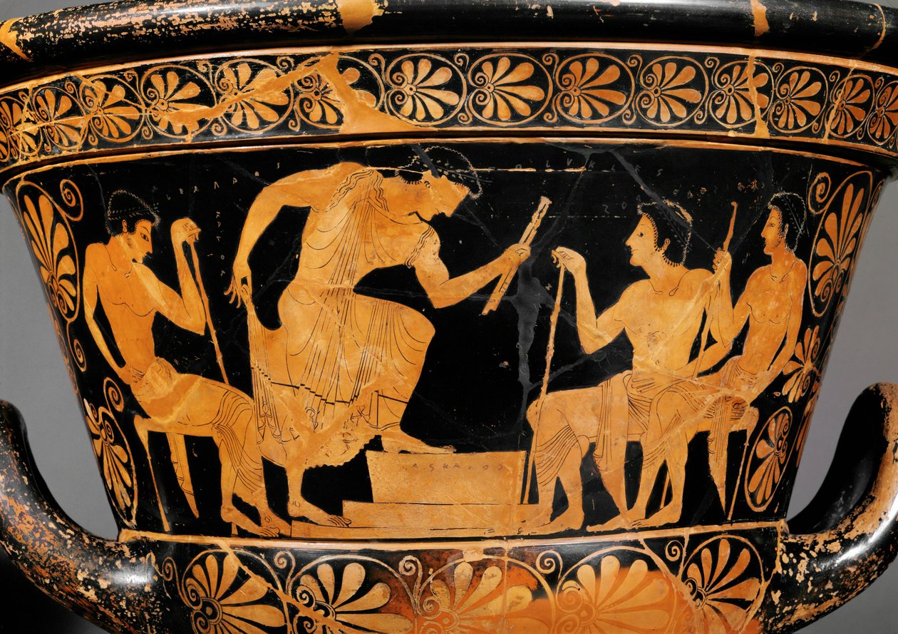 Cratera ática de figura vermelha, chamada cratera de Antaios ... de Euphronios