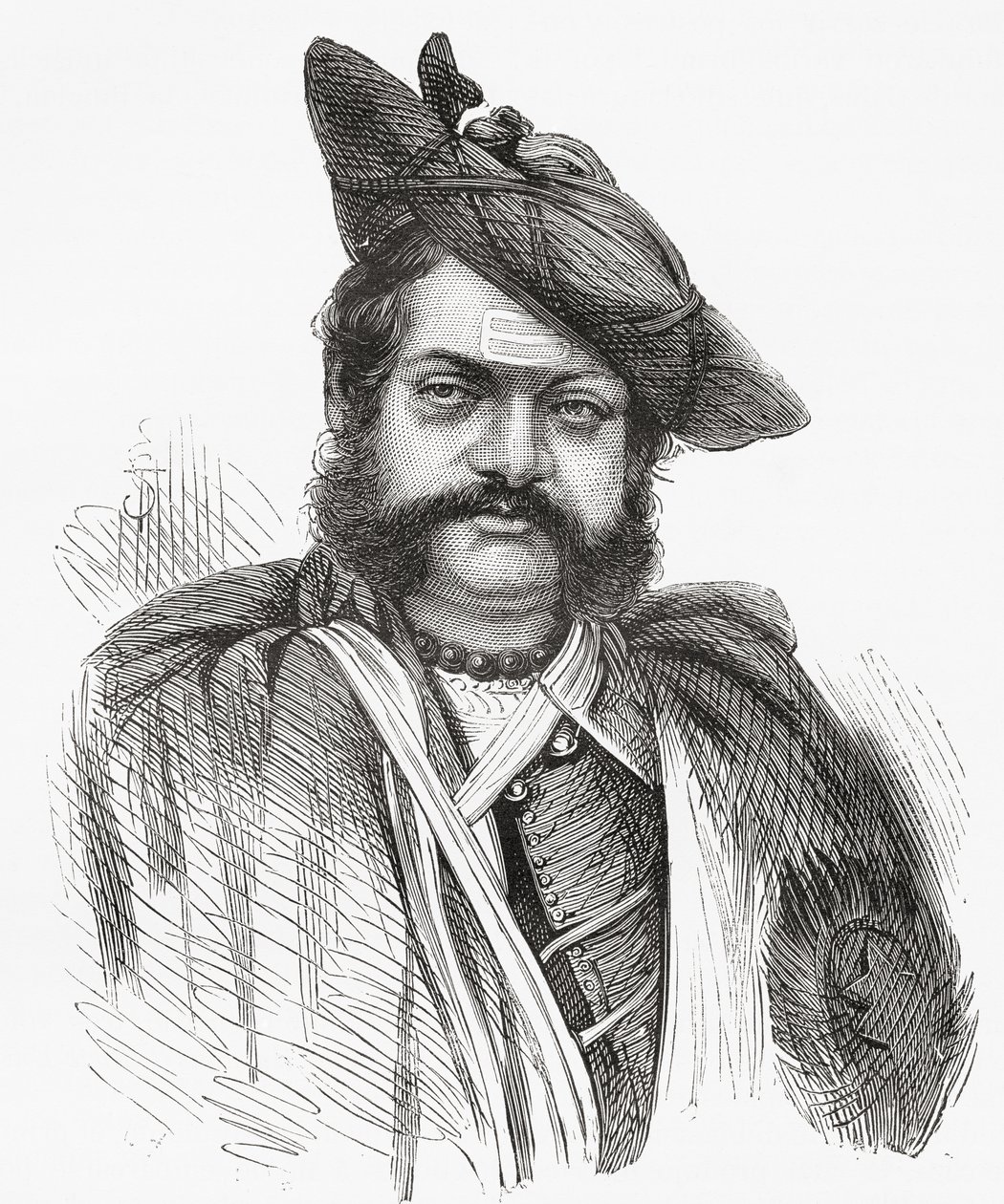 Jayajirao Scindia, marajá de Gwalior, ilustração de &39;El Mundo en la Mano&39;, publicado em 1878 de European School