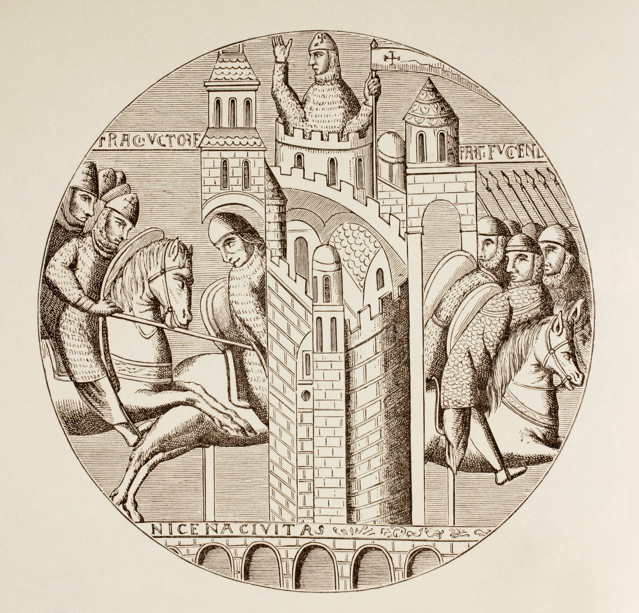 A tomada de Nicéia, na Turquia, pelos cruzados em 1097, c.1880 de European School