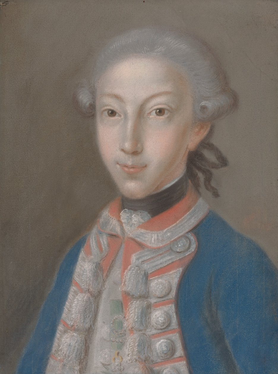 Retrato de um jovem de uniforme de European 18th Century