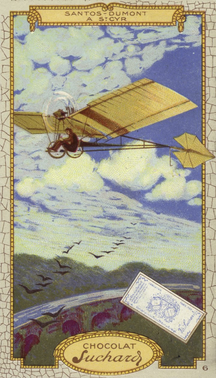 Alberto Santos-Dumont em St Cyr, França (cromolitografia) de European School