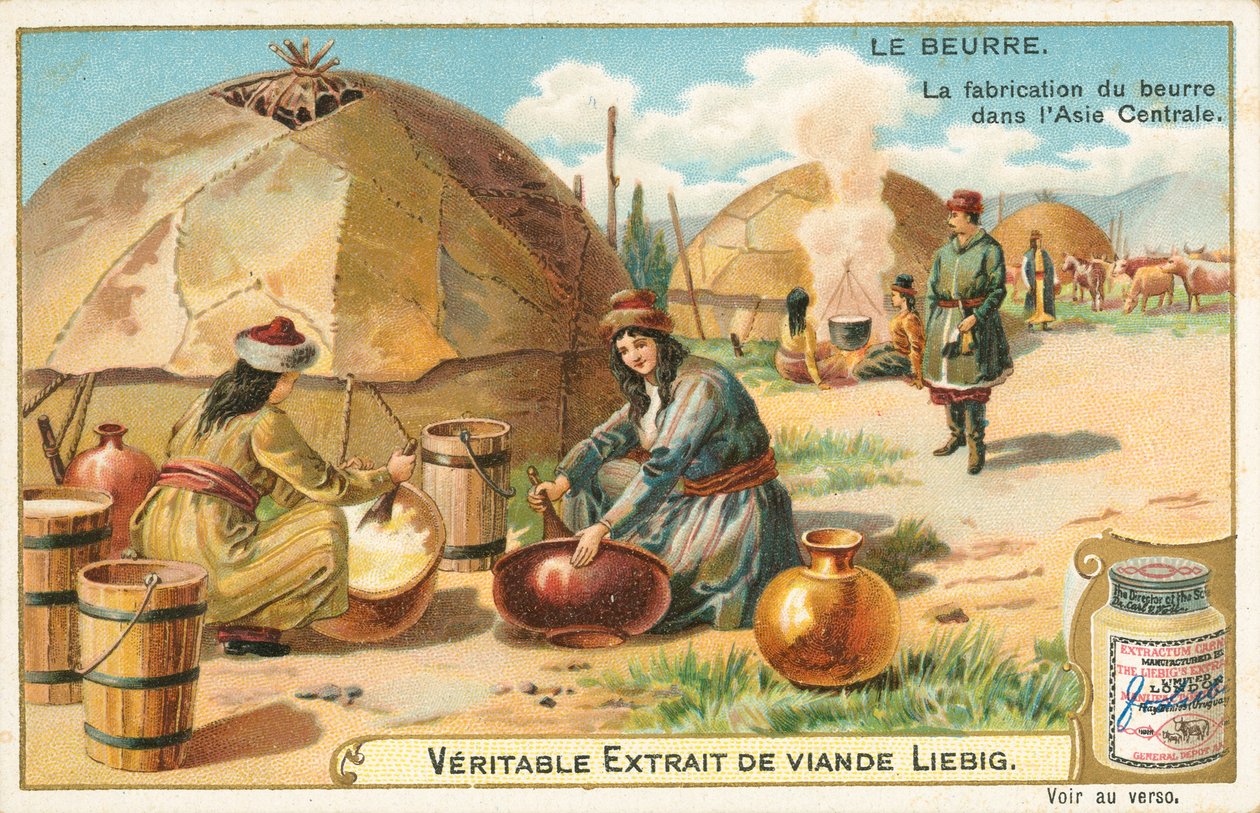 Manteiga, cartão Liebig, início do século XX (cromo) de European School