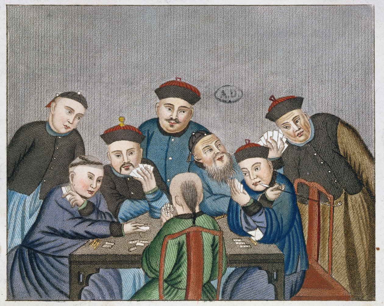 Jogadores de cartas na China, início do século XIX de European School