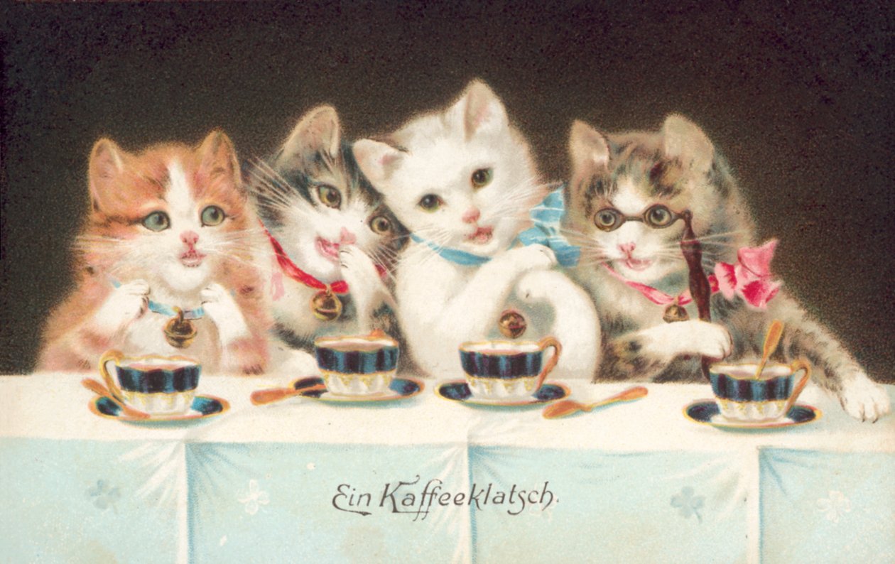 Postal de gato (litografia a cores) de European School