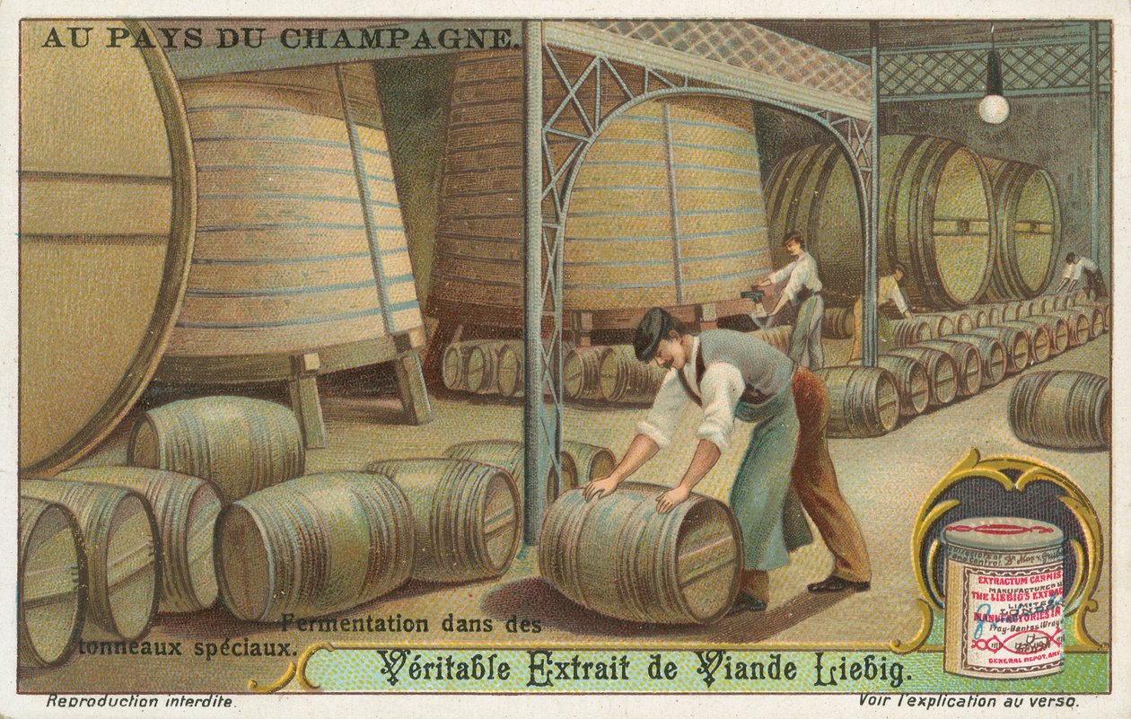 Champagne, cartão Liebig, início do século XX (cromo) de European School