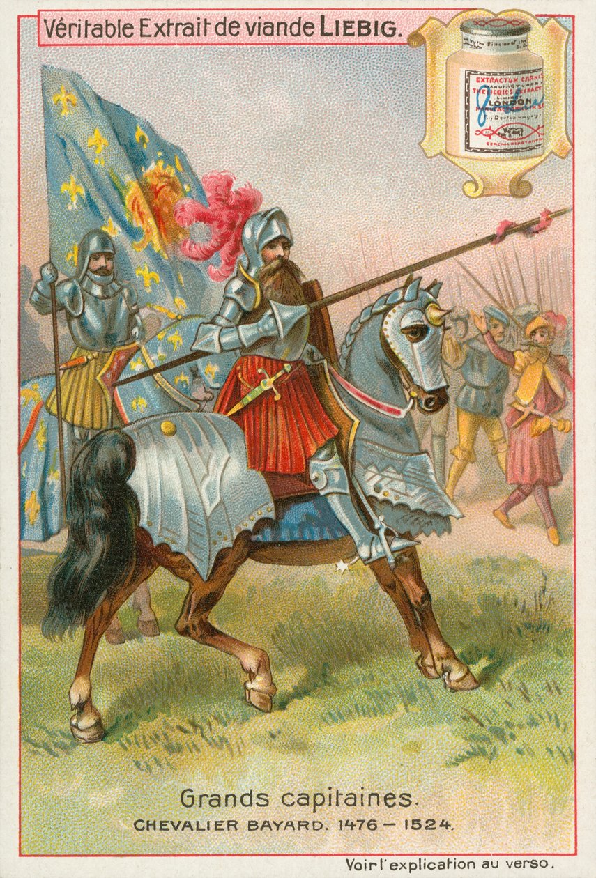 Chevalier Bayard, cartão Liebig, início do século XX (cromo) de European School