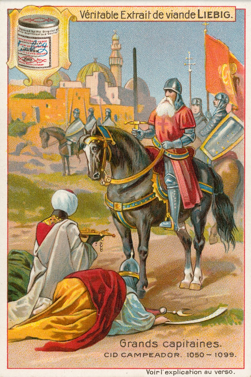 Cid Campeador, cartão Liebig, início do século XX (cromo) de European School