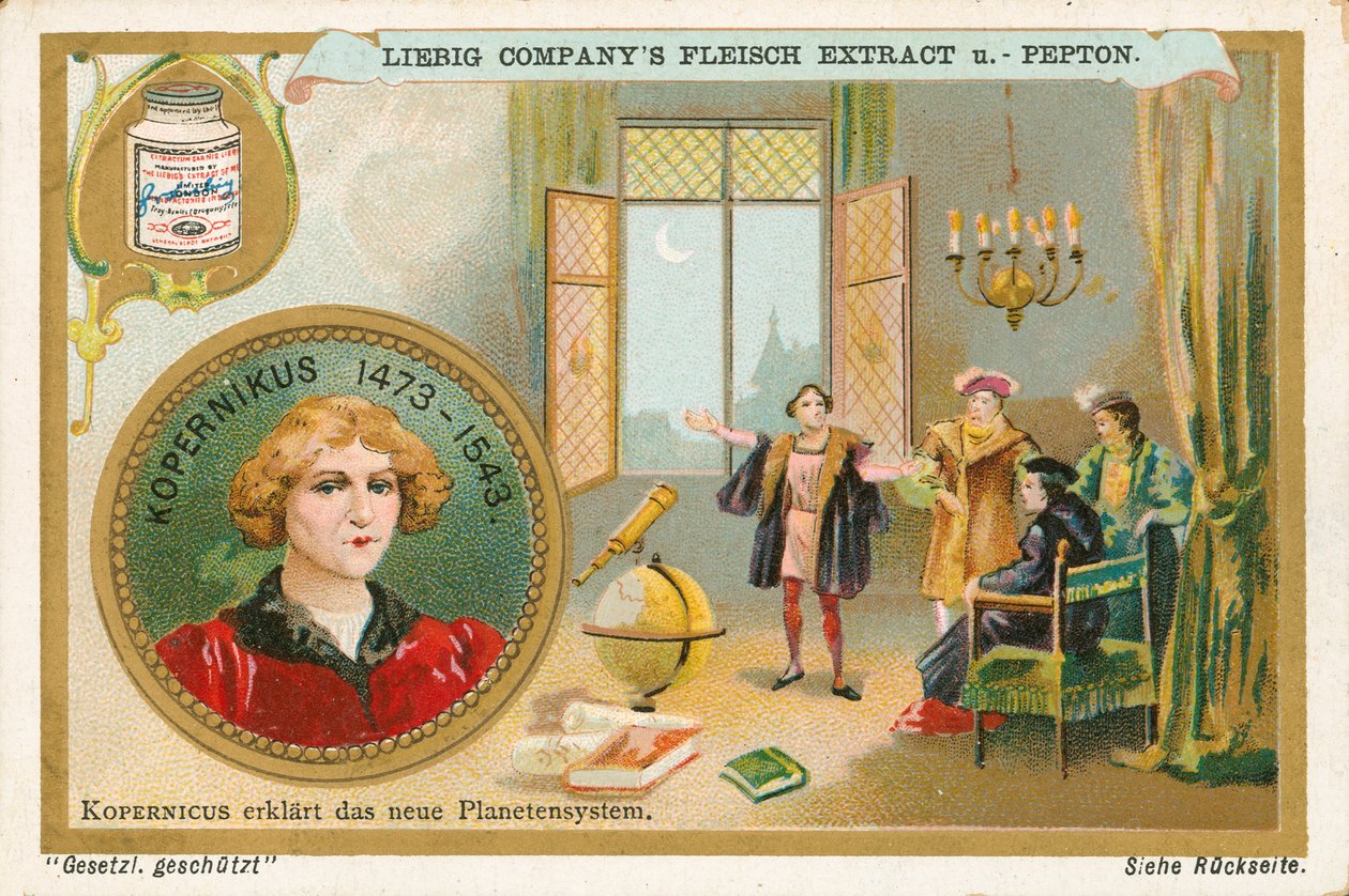 Copérnico, cartão de Liebig, início do século XX (cromo) de European School